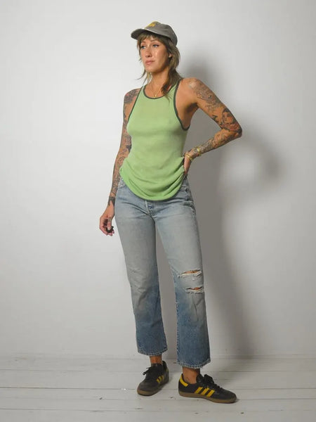 1970's Green Ribbed Tank Top