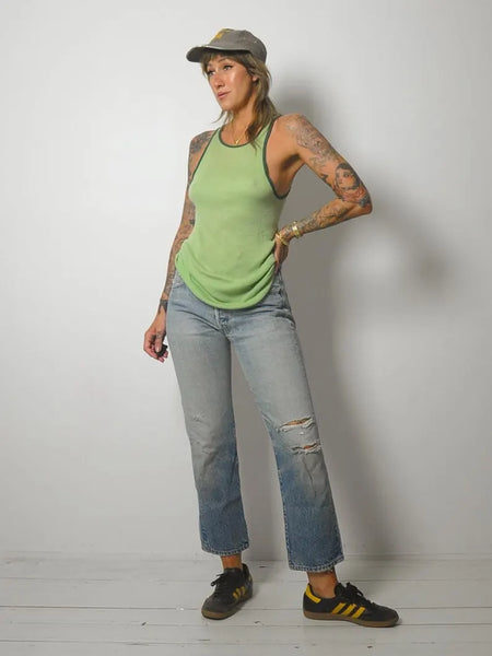 1970's Green Ribbed Tank Top