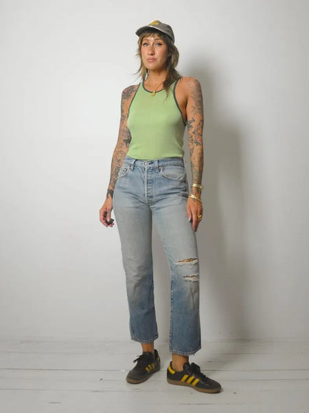 1970's Green Ribbed Tank Top