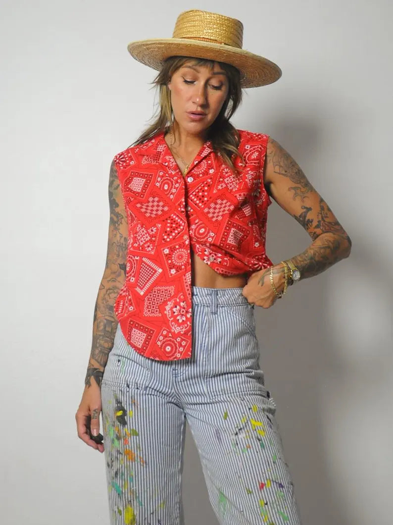 1950's Bandana Print Blouse