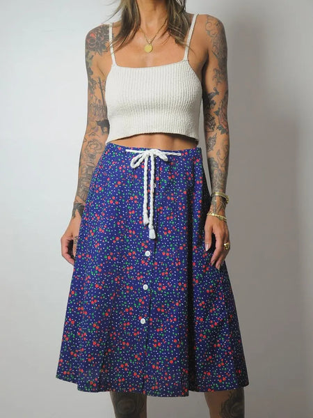 70's Strawberry Floral Skirt