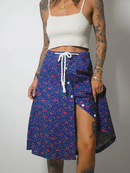 70's Strawberry Floral Skirt