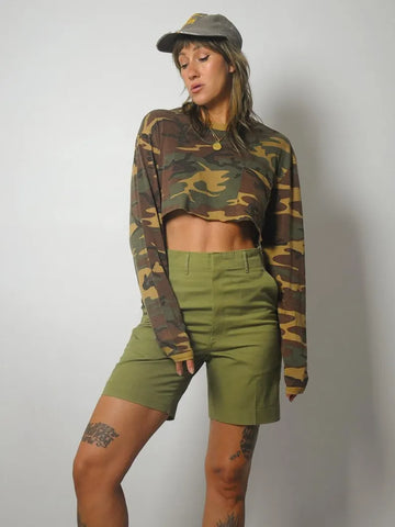 1980's Cropped Camo Longsleeve
