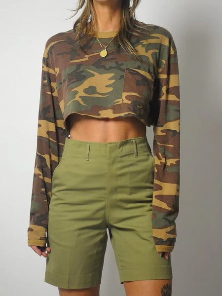 1980's Cropped Camo Longsleeve