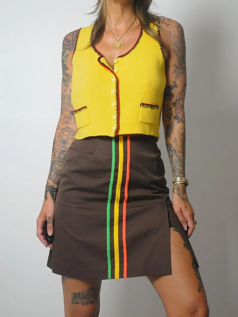 1960s Striped Tennis Skort