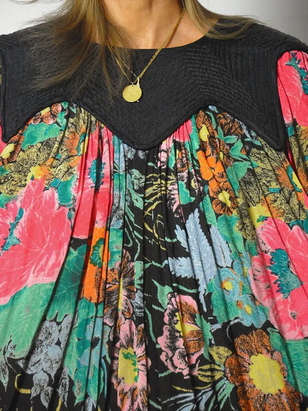 1980's Floral Gauze Tent Dress