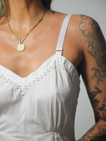 1940's White Cotton Slip Dress