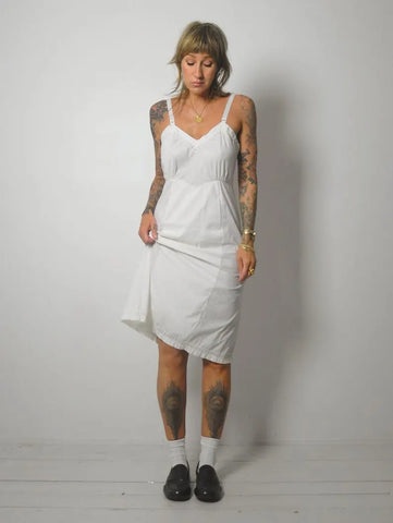 1940's White Cotton Slip Dress