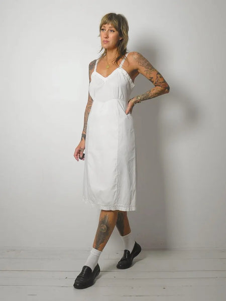 1940's White Cotton Slip Dress