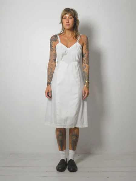 1940's White Cotton Slip Dress
