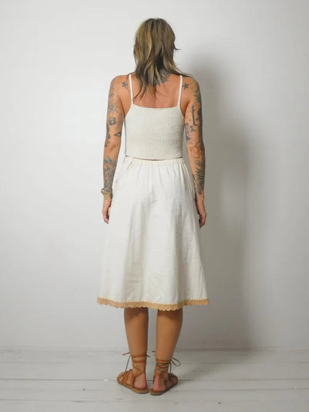 90's Embroidered Floral Wrap Skirt
