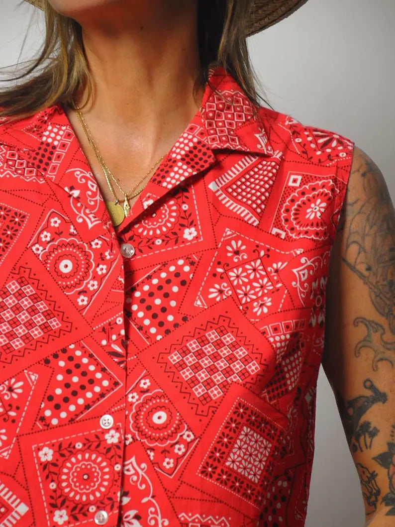 1950's Bandana Print Blouse