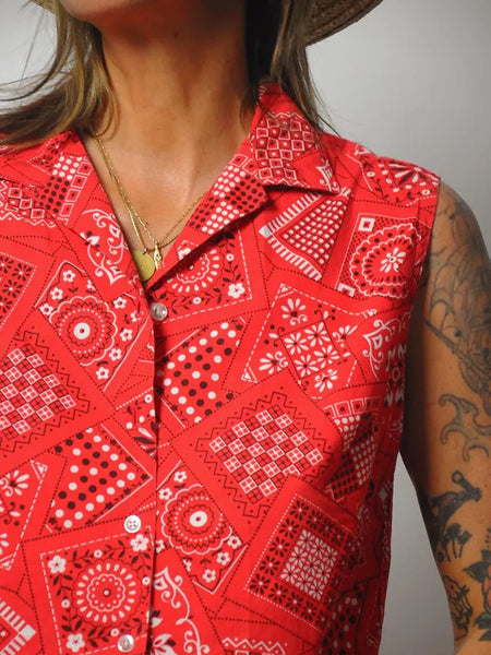 1950's Bandana Print Blouse
