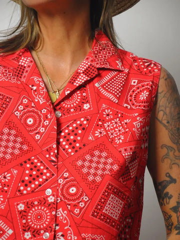 1950's Bandana Print Blouse