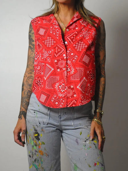1950's Bandana Print Blouse