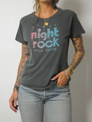 1980's Night Rock Radio Faded Tee