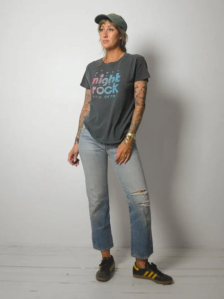 1980's Night Rock Radio Faded Tee