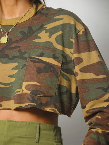 1980's Cropped Camo Longsleeve