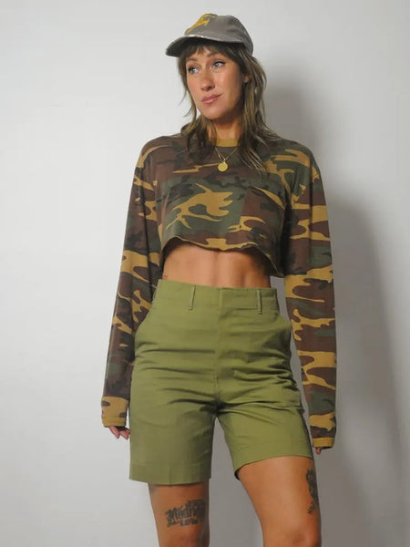1980's Cropped Camo Longsleeve