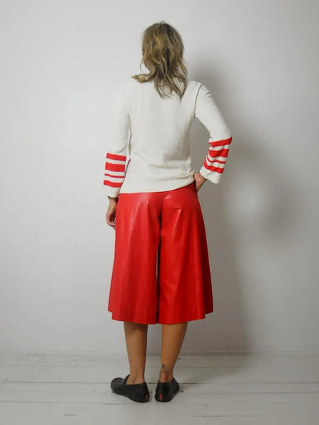 80's Red Stripe Boucle Sweater