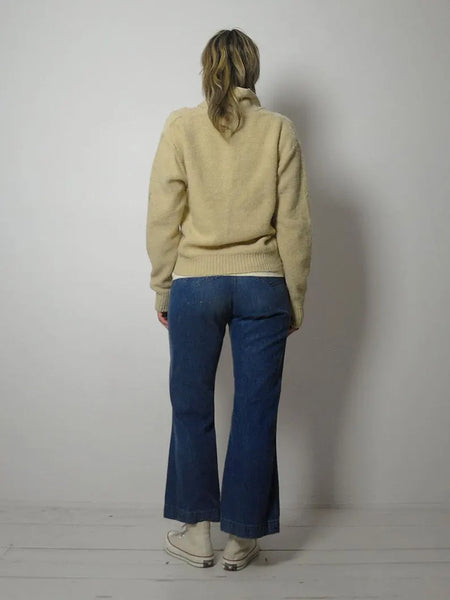 80's Oatmeal Shawl Collar Sweater