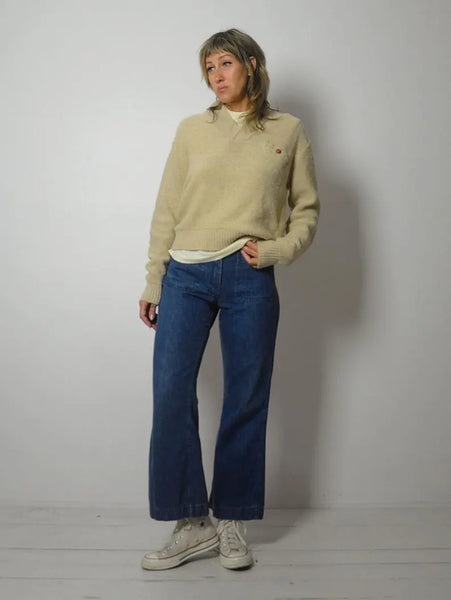 80's Oatmeal Shawl Collar Sweater