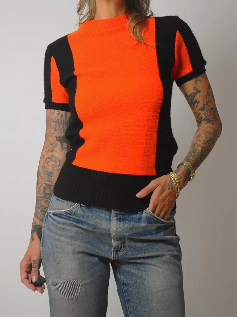 1960's Orange Cheer Sweater