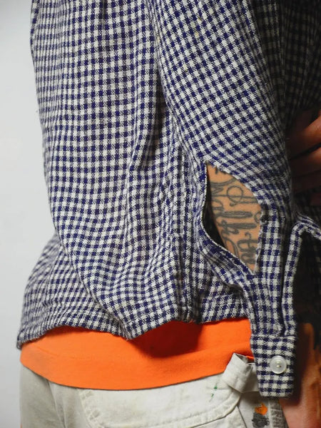 50's Plaid Wool Loop Collar Shirt