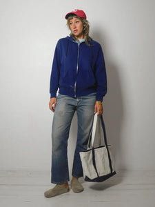 1980's Navy Zip up Hoodie