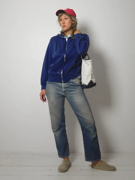 1980's Navy Zip up Hoodie