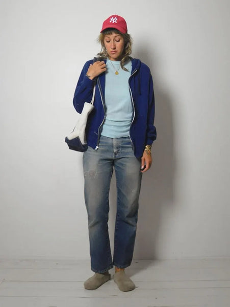 1980's Navy Zip up Hoodie