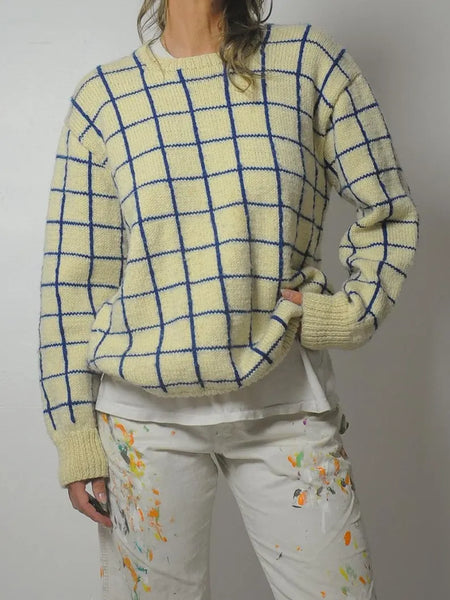 1970's Wool Grid Knit Sweater