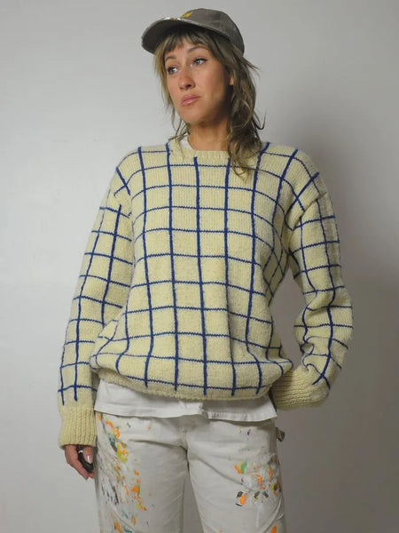 1970's Wool Grid Knit Sweater