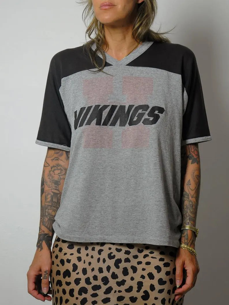 1980's Thin Vikings Ringer Tee