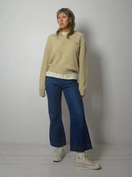 80's Oatmeal Shawl Collar Sweater