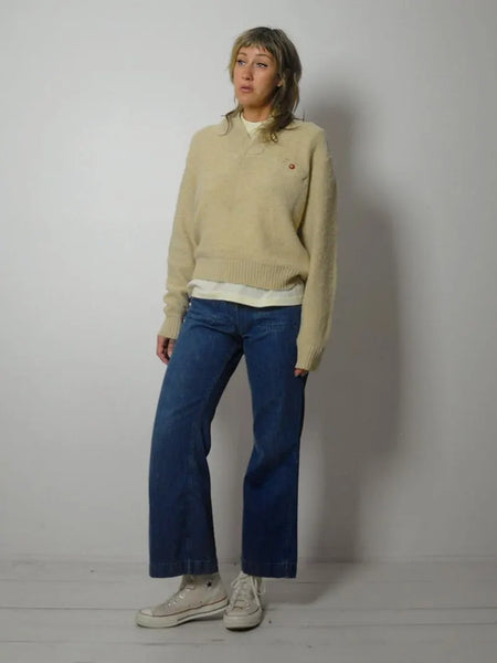 80's Oatmeal Shawl Collar Sweater