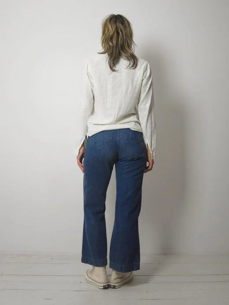70's India Cotton Eyelet Lace Blouse