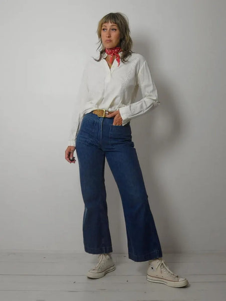 70's India Cotton Eyelet Lace Blouse