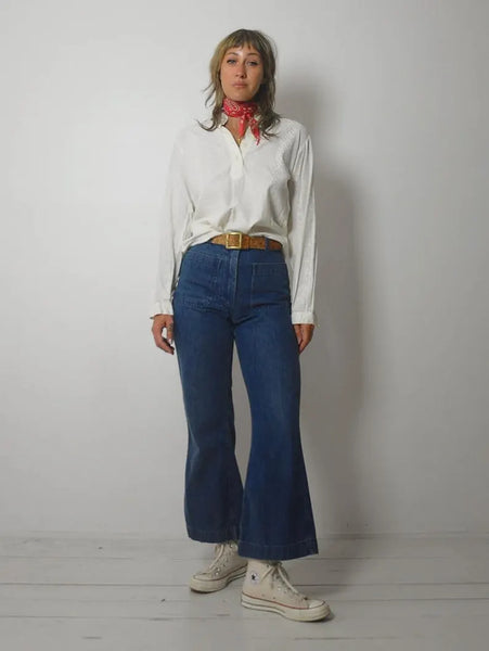 70's India Cotton Eyelet Lace Blouse