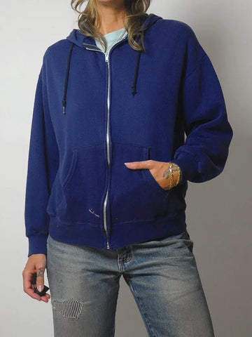 1980's Navy Zip up Hoodie
