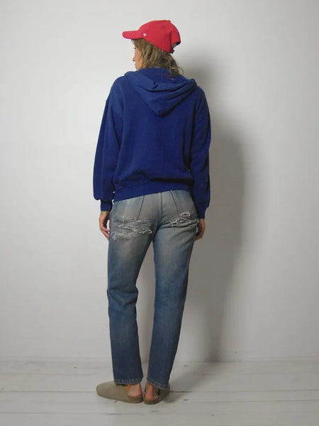 1980's Navy Zip up Hoodie
