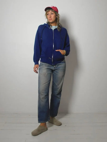 1980's Navy Zip up Hoodie