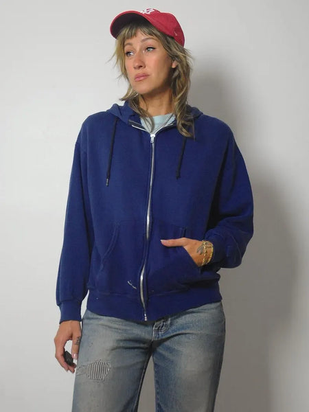 1980's Navy Zip up Hoodie