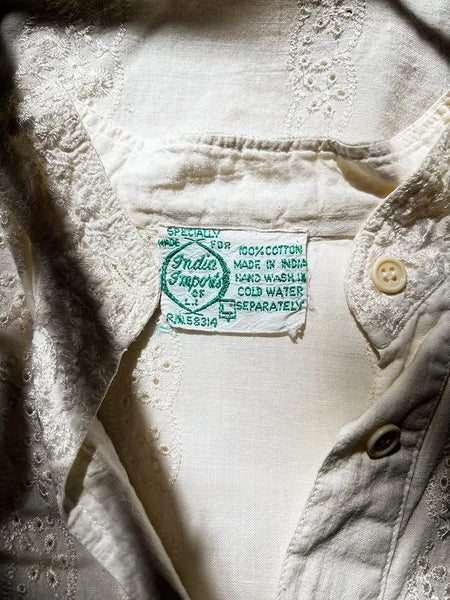 70's India Cotton Eyelet Lace Blouse