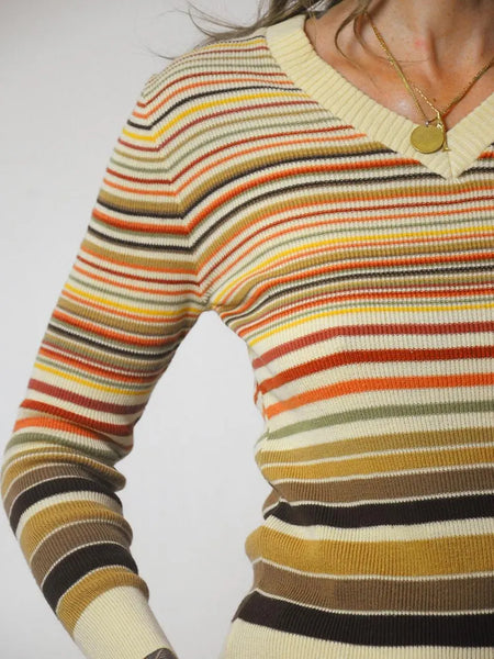 1970's Autumn Striped Sweater