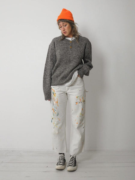 80's Gray Marled Knit Sweater