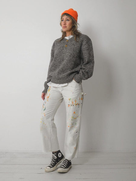 80's Gray Marled Knit Sweater