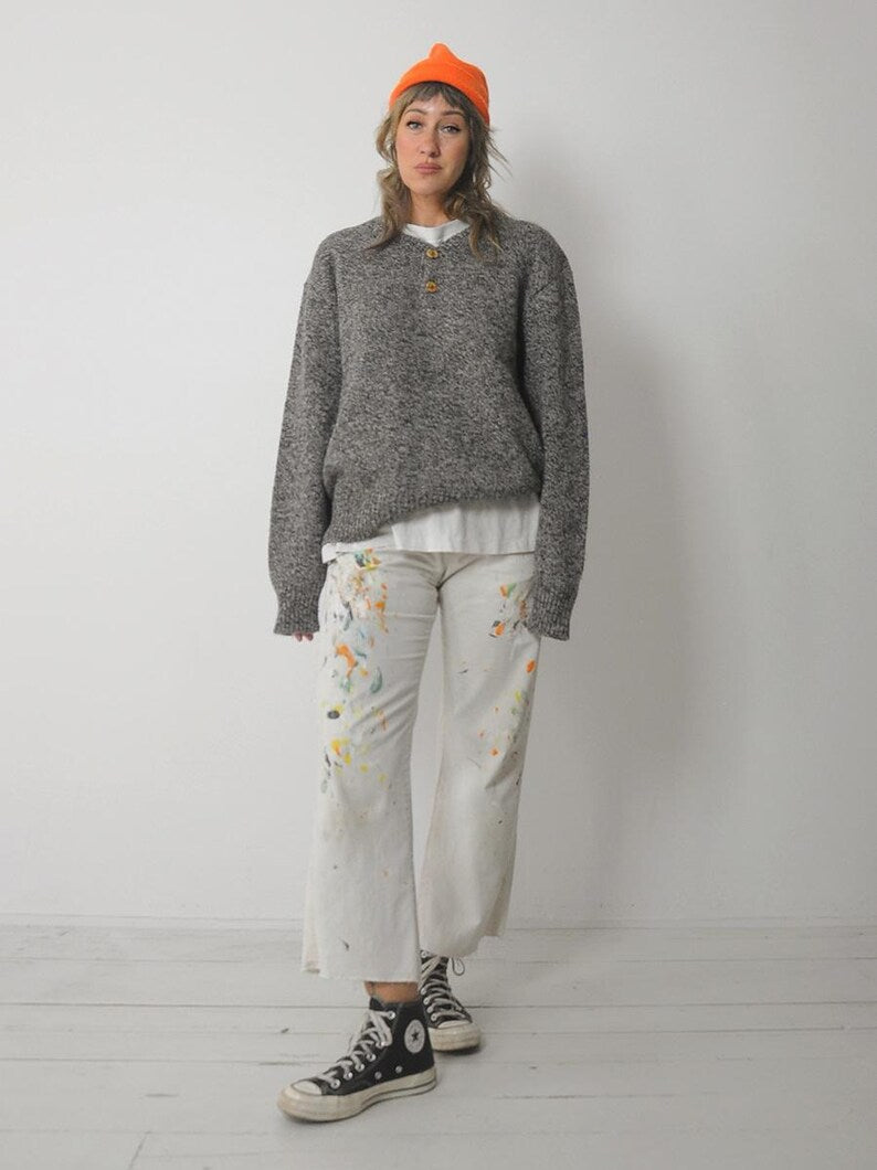 80's Gray Marled Knit Sweater