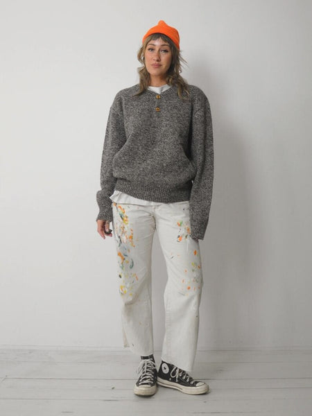 80's Gray Marled Knit Sweater