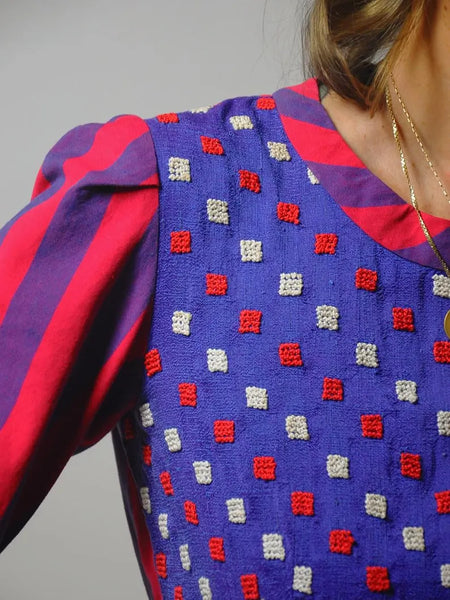 1960's Lydia de Roma Woven Striped Dress